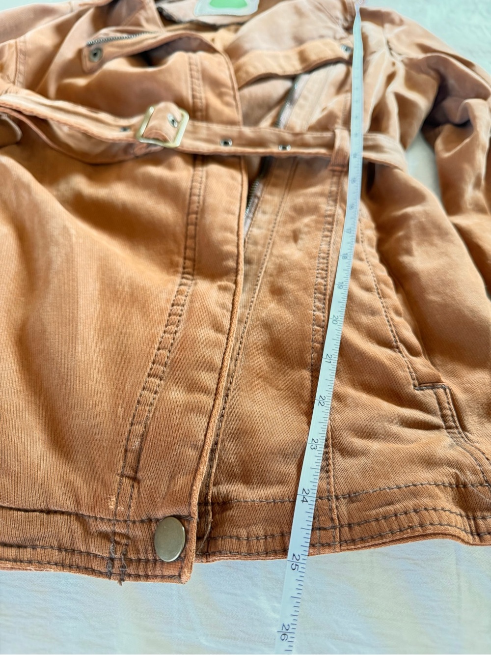 Anthropologie Camel Moto Jacket Belted Stretch Size S - Picture 14 of 15